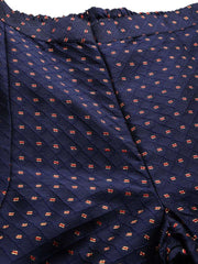 Navy Blue Silk Blend Co-Ords - Inddus.com