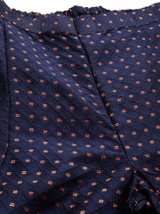 Navy Blue Silk Blend Co-Ords - Inddus.com
