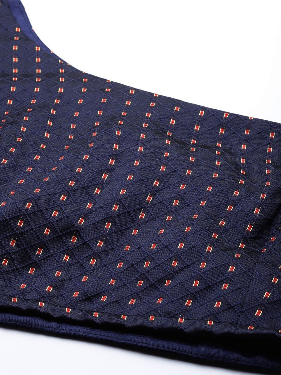 Navy Blue Silk Blend Co-Ords - Inddus.com