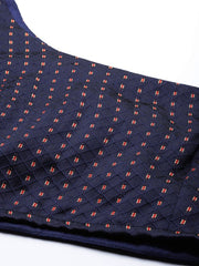 Navy Blue Silk Blend Co-Ords - Inddus.com