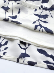 Off white and Blue Indigo Print Cotton Gown - inddus-us