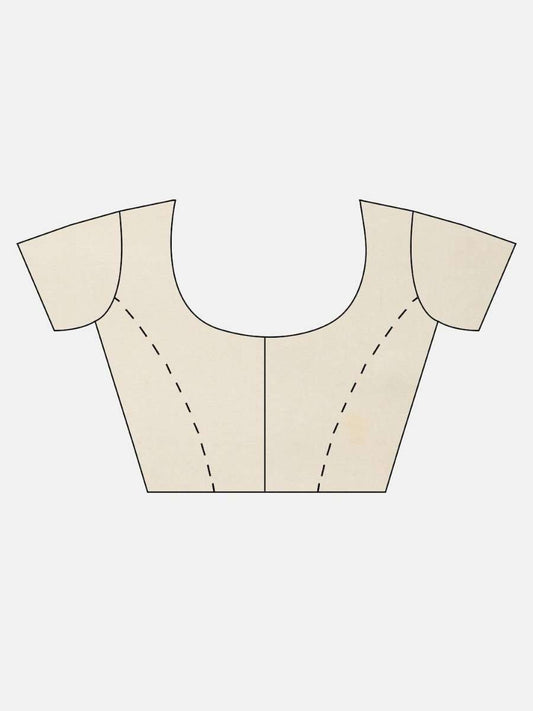 Off-White & Pink Silk Blend Woven Design Saree - inddus-us