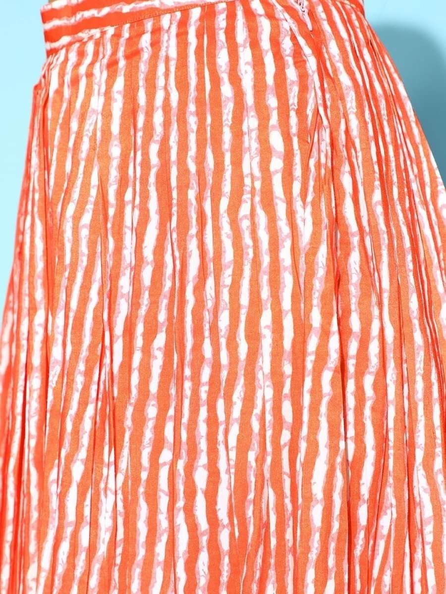 Orange Bandhani Print Kurta with Printed Palazzo - Inddus.com