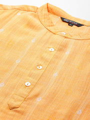 Orange Striped Kurta with Churidar - Inddus.com
