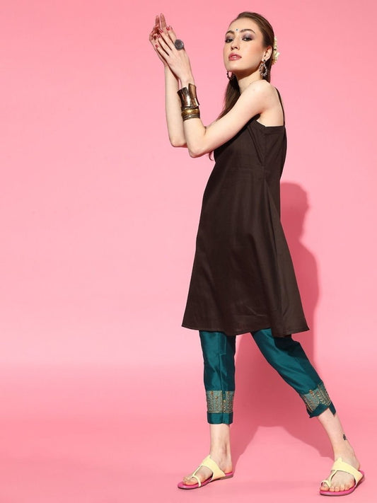 Pastel Yellow Printed Kaftan Kurta - inddus-us