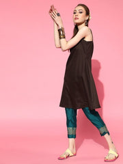 Pastel Yellow Printed Kaftan Kurta - inddus-us