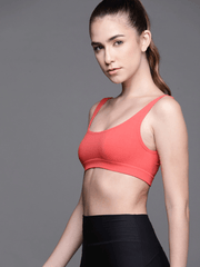 PEACH-COLOURED NON WIRED NON PADDED SPORT BRA - Inddus.com