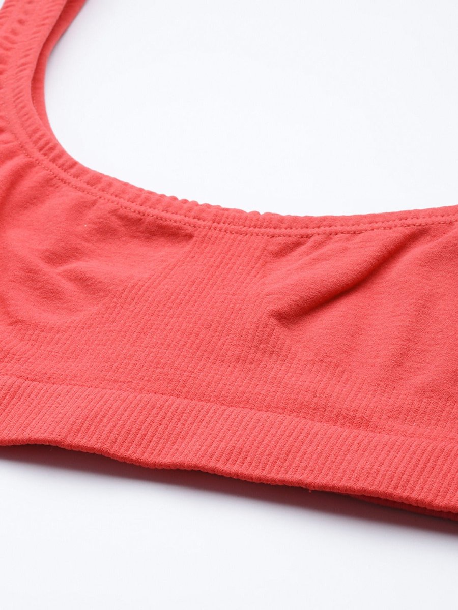 PEACH-COLOURED NON WIRED NON PADDED SPORT BRA - Inddus.com