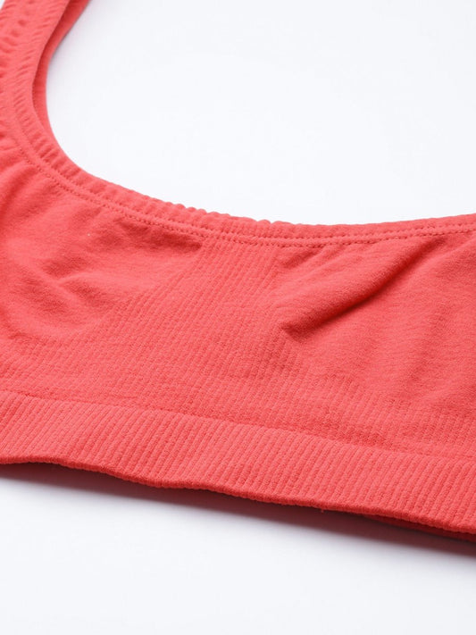 PEACH-COLOURED NON WIRED NON PADDED SPORT BRA - Inddus.com
