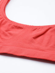 PEACH-COLOURED NON WIRED NON PADDED SPORT BRA - Inddus.com