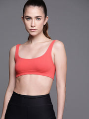 PEACH-COLOURED NON WIRED NON PADDED SPORT BRA - Inddus.com