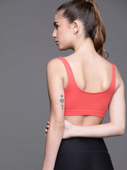 PEACH-COLOURED NON WIRED NON PADDED SPORT BRA - Inddus.com