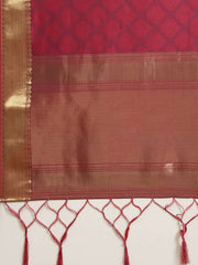 Pink and Purple Dual Tone Zari Woven Banarasi Saree - Inddus.com