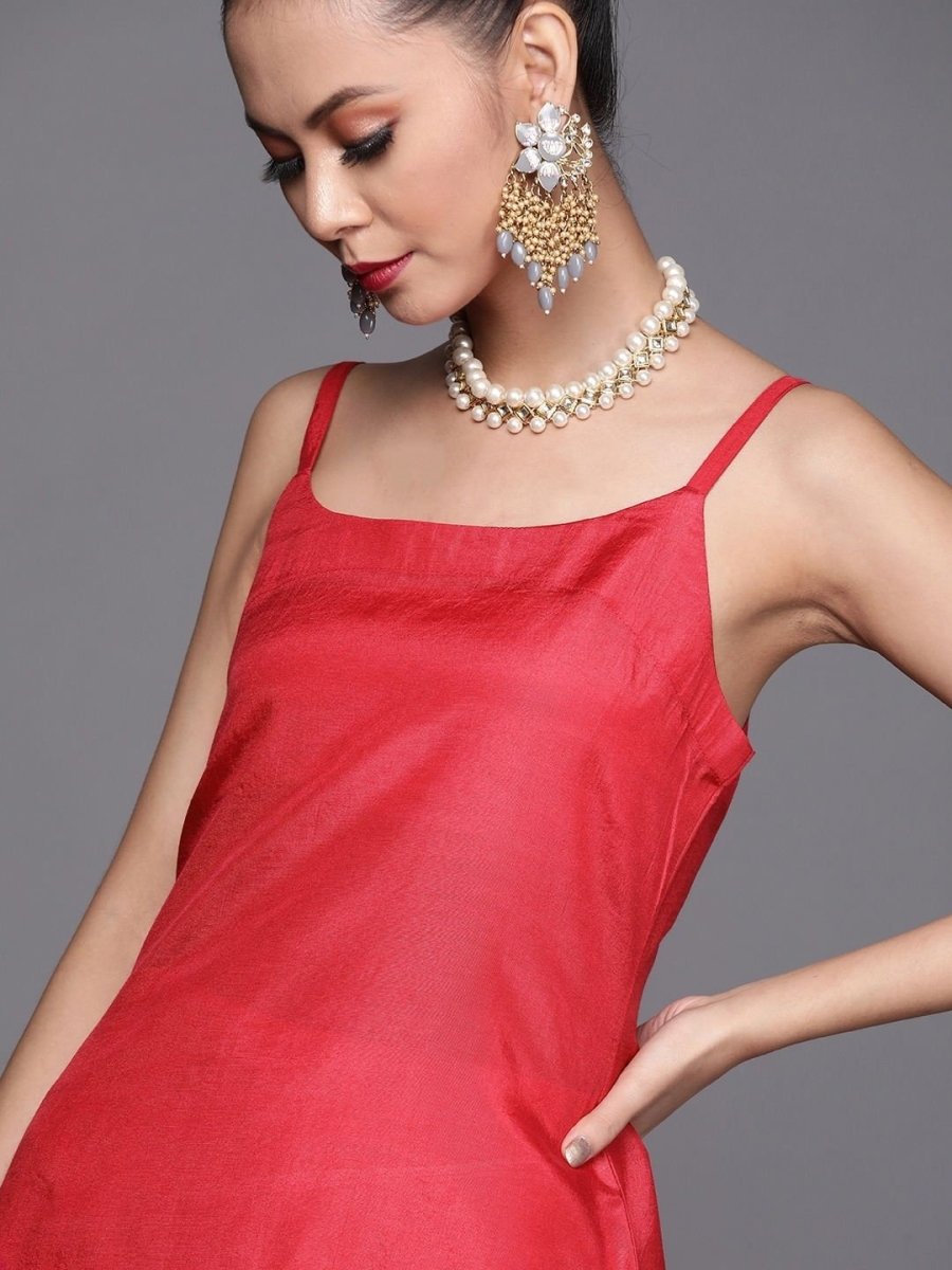 Pink and Silver Stripped Extended Sleeves Kaftan Kurta - inddus-us