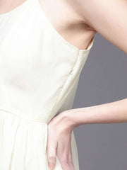 Pink and White Embroidered Flared Gown - Inddus.com