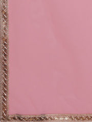 Pink & Blue Ethnic Motifs Printed Georgette Anarkali Kurta - Inddus.com