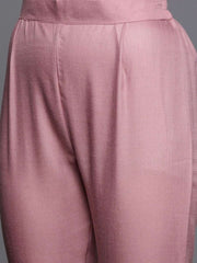 Pink Embroidered Kurta with Pants and Dupatta - Inddus.com