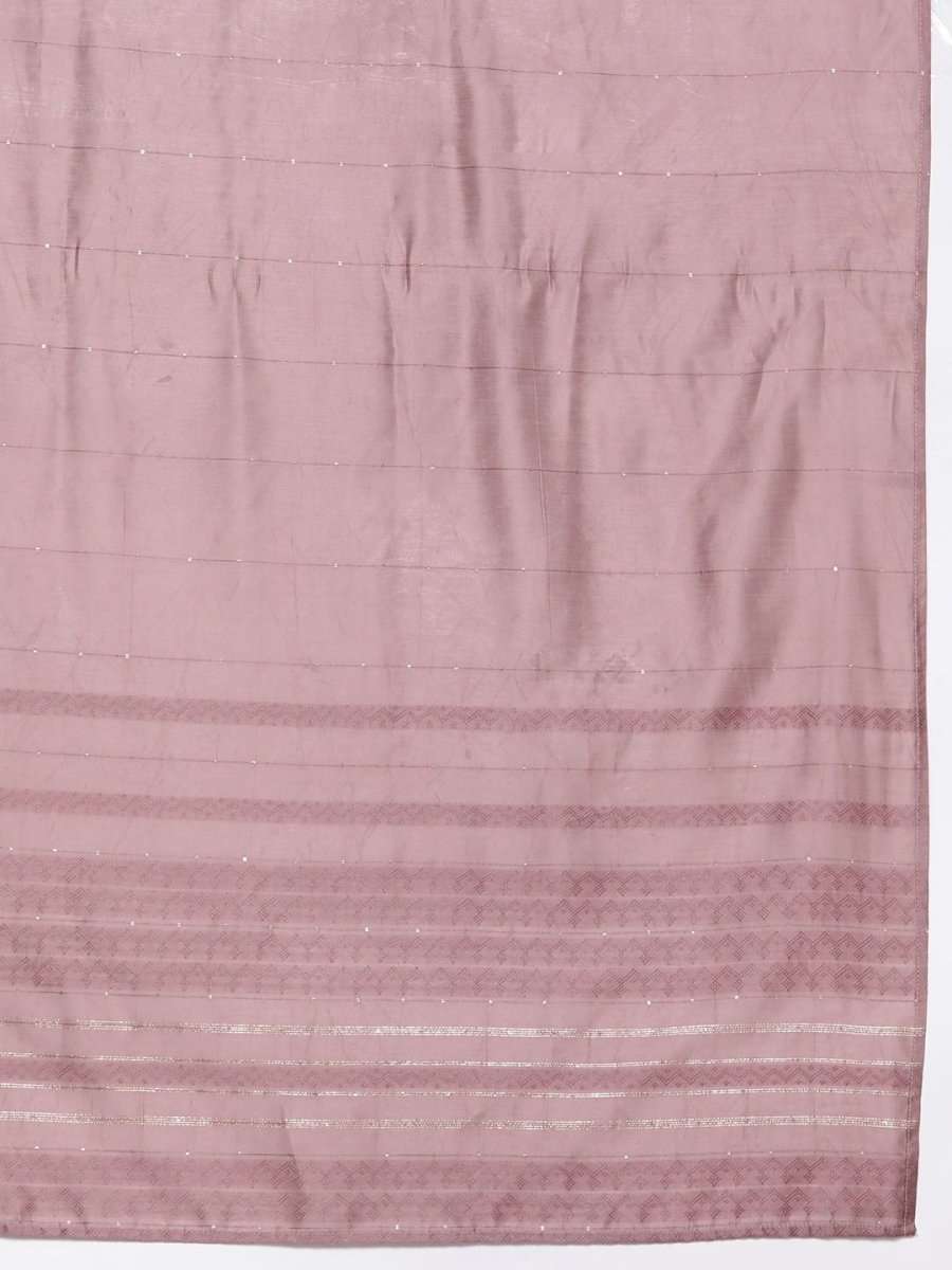 Pink Embroidered Kurta with Pants and Dupatta - Inddus.com