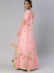 Pink Embroidered Lehenga Choli - inddus-us