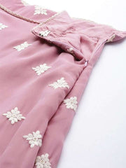Pink Embroidered Semi-Stitched Lehenga & Unstitched Blouse With Dupatta - Inddus.com