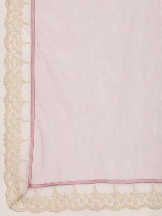 Pink Embroidered Semi-Stitched Lehenga & Unstitched Blouse With Dupatta - Inddus.com
