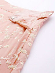 Pink Embroidered Semi-Stitched Lehenga & Unstitched Blouse With Dupatta - Inddus.com