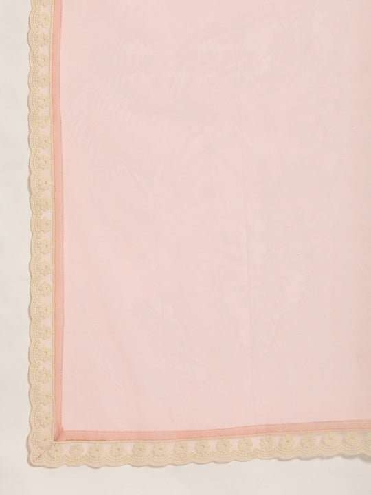 Pink Embroidered Semi-Stitched Lehenga & Unstitched Blouse With Dupatta - Inddus.com