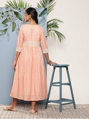 Pink Ethnic Midi Dress - Inddus.com