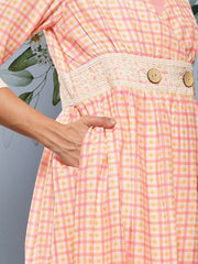 Pink Ethnic Midi Dress - Inddus.com