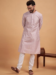 Pink Ethnic Motif Embroidered Chikankari Straight Kurta - Inddus.com