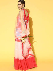 Pink Floral Printed Kurta - Inddus.com