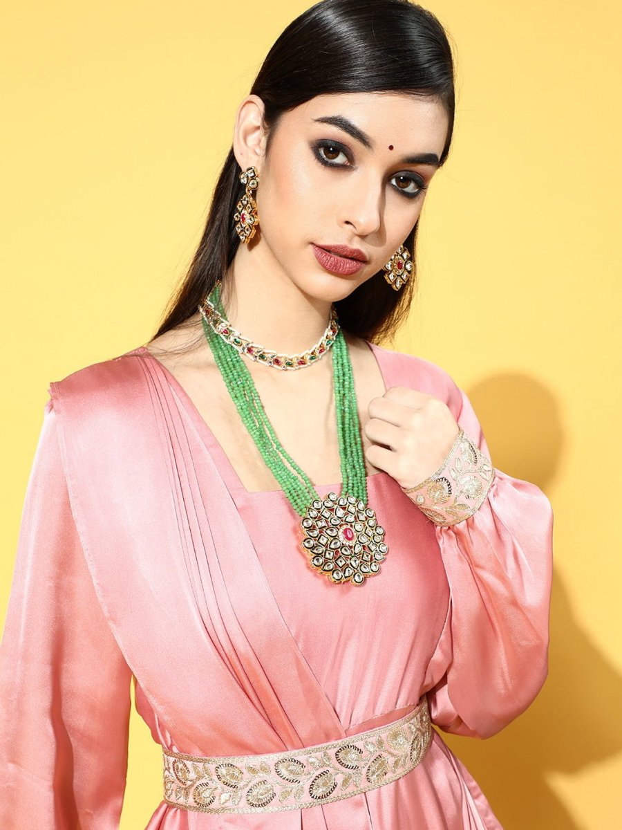 Pink Georgette Partywear Solid Dresses - Inddus.com