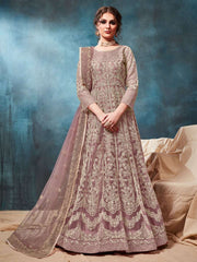 Pink Net Festive Wear Anarkali Suit - Inddus.com