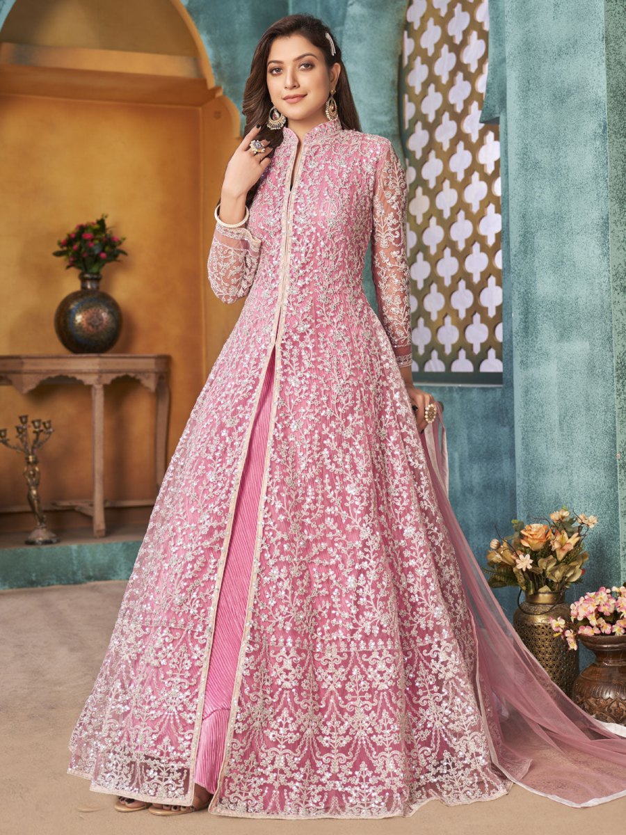 Buy Irresistible Pink Partywear Anarkali Suit -  | Buy Now.