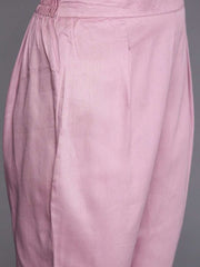 Pink Net Thread Work Straight Cut Suit - Inddus.com