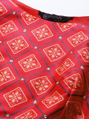 Pink Patola Print Semi Stitched Lehenga with Blouse and Dupatta - inddus-us