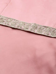 Pink Solid Satin Maxi Gown with Draped Dupatta - Inddus.com