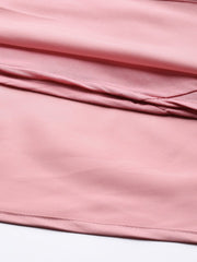 Pink Solid Satin Maxi Gown with Draped Dupatta - Inddus.com
