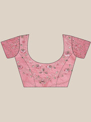 Pink Women Embellished Sequinned Embroidered Satin Saree - Inddus.com
