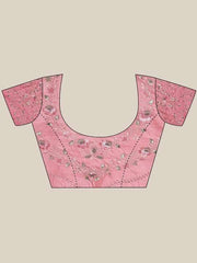 Pink Women Embellished Sequinned Embroidered Satin Saree - Inddus.com