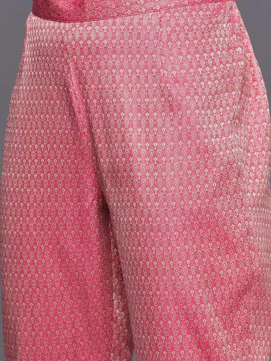 Pink Woven Design Banarasi Cotton Unstitched Dress Material - Inddus.com