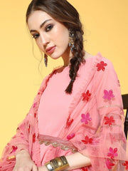 Pink Yoke TieUp Kaftan Kurta - inddus-us