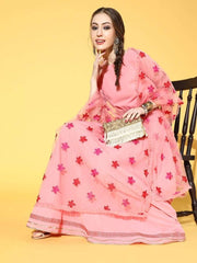 Pink Yoke TieUp Kaftan Kurta - inddus-us