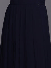 Pleasing Navy Blue Cotton Blend Printed Crop Top - inddus-us