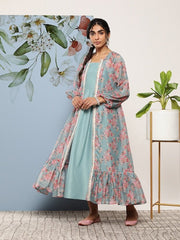 Pleated Fit & Flare Ethnic Maxi Dress - Inddus.com