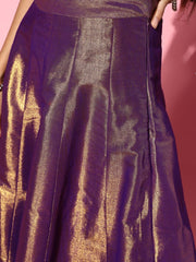 Pretty Purple Woven Design Semi-stitched Lehenga Choli With Dupatta - Inddus.com