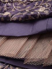 Purple Embroidered Semi-Stitched Lehenga & Unstitched Blouse With Dupatta - Inddus.com