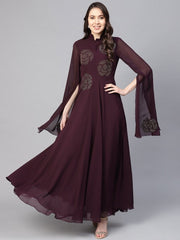 Purple Georgette Partywear Dress - inddus-us