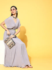 Purple Georgette Partywear Solid Dresses - Inddus.com