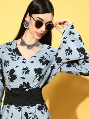 Purple Polyester Partywear Floral Dresses - Inddus.com